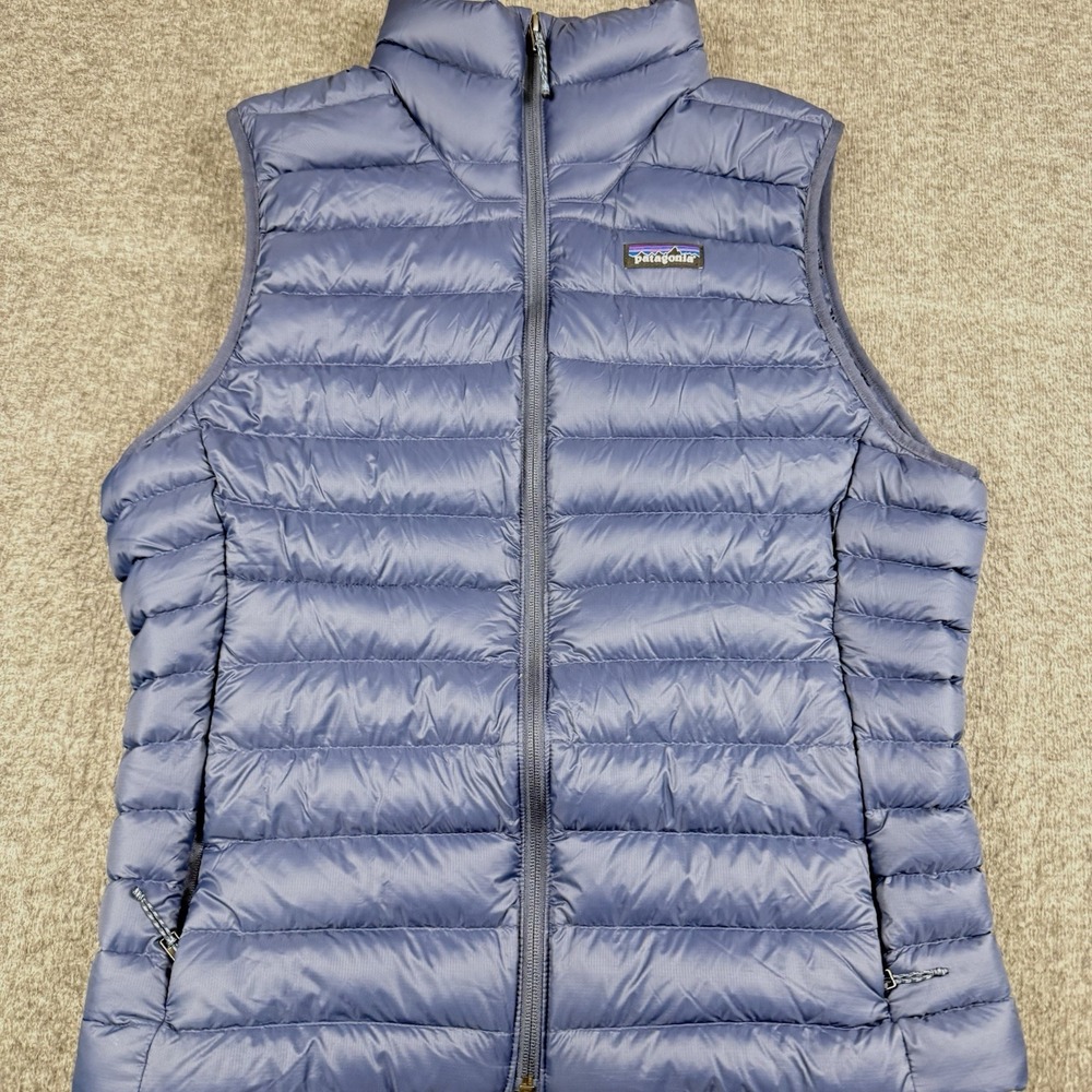 Patagonia Vest Mens Medium Blue Down Sweater Puffer Puffy Ski Hike Climb *PATCH*